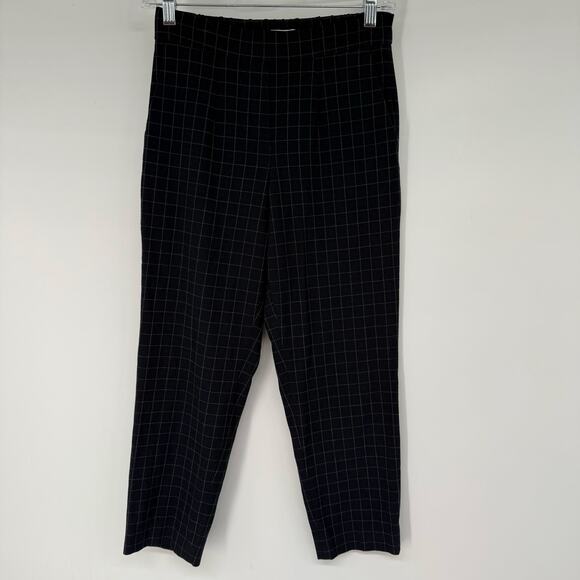 Babaton Aritzia Conan Pant Women's Size 0 Black Windowpane Check Crepe Mid-Rise - Picture 2 of 9